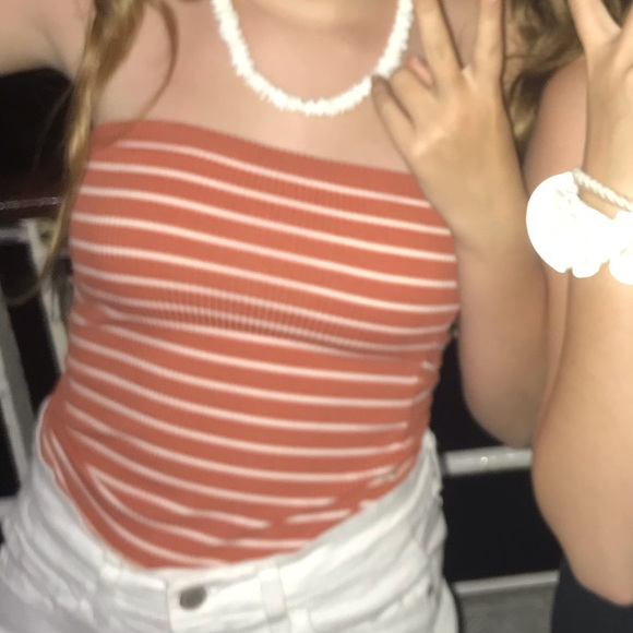 orange and white striped tube top - Picture 3 of 3